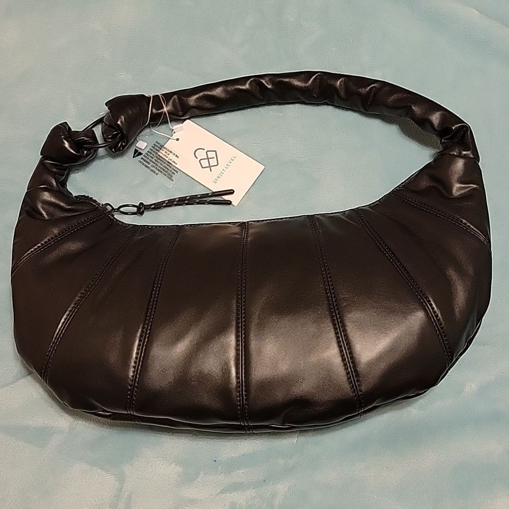 Street Level Shoulder Hobo Style Black Bag NWT